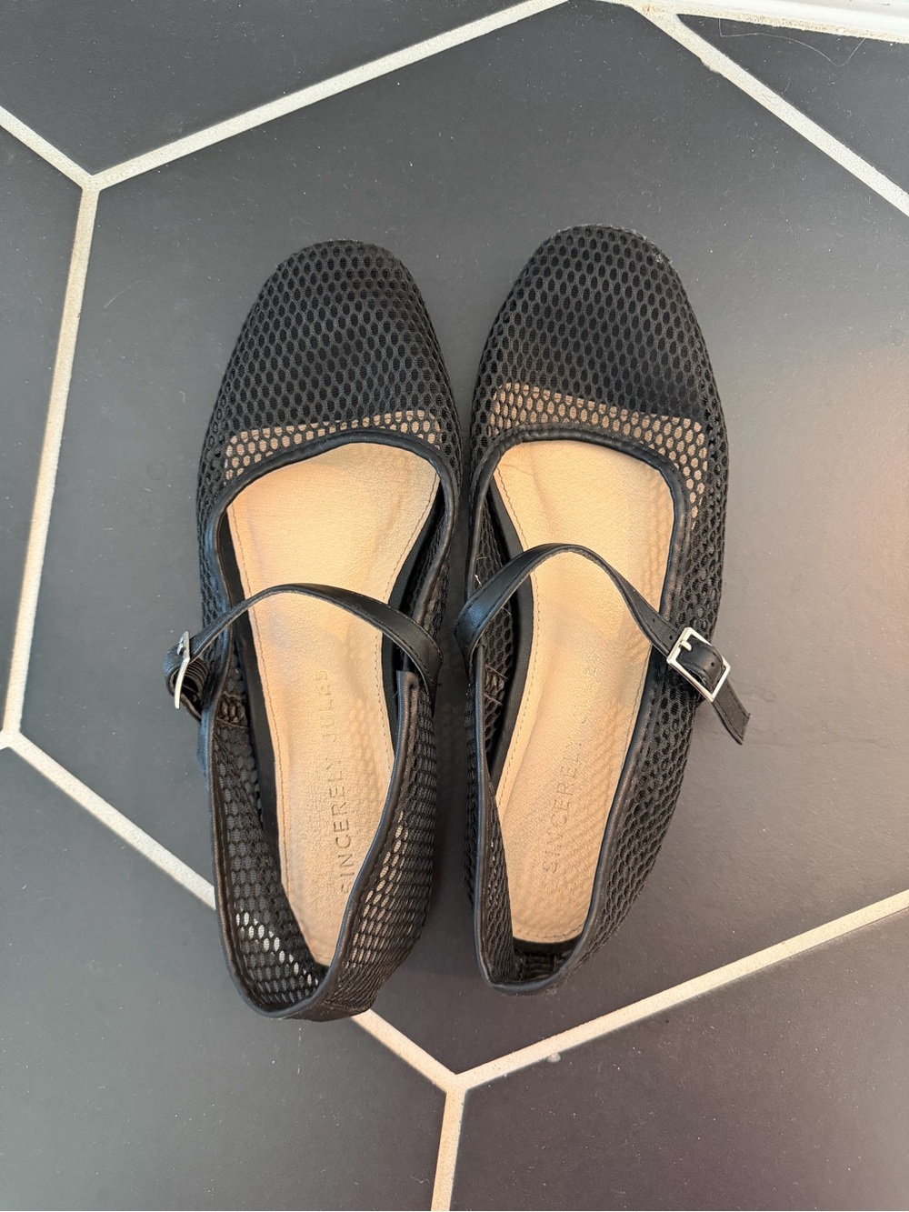 Sincerely Jules Mesh Mary Jane Ballet Flats
